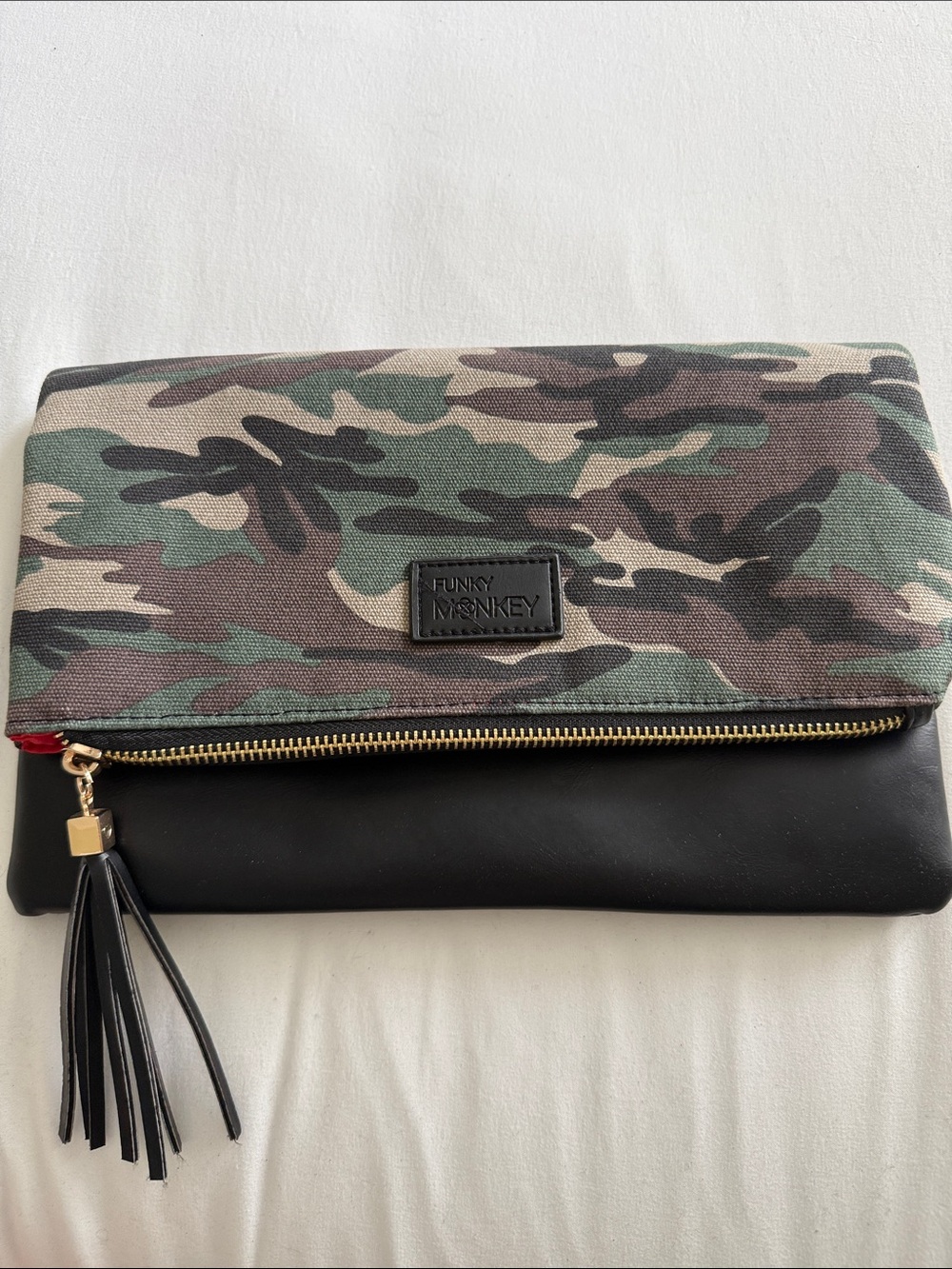 Camouflage Fold-Over Clutch Wallet - Green & Black